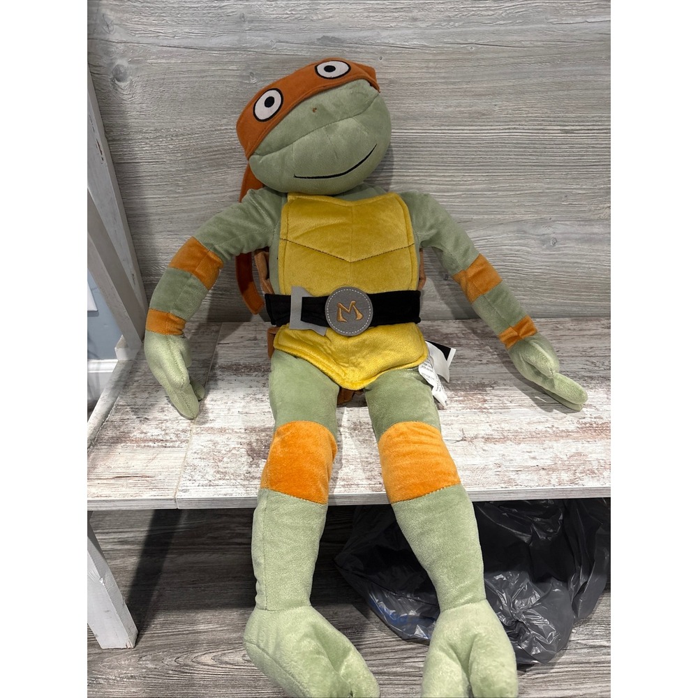 TMNT Mutant Mayhem Michelangelo Plush 2023‎ Nickelodeon Movie Orange Mask 16in
